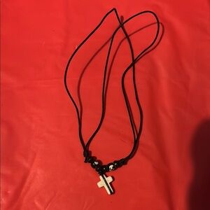 Black Cord Necklace with Cross Pendant